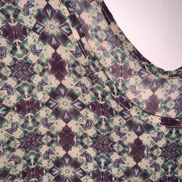 Astr Anthropologie Tan Boho Geometric Print Sheer Mini Slip Dress Medium Women’s - Picture 4 of 10